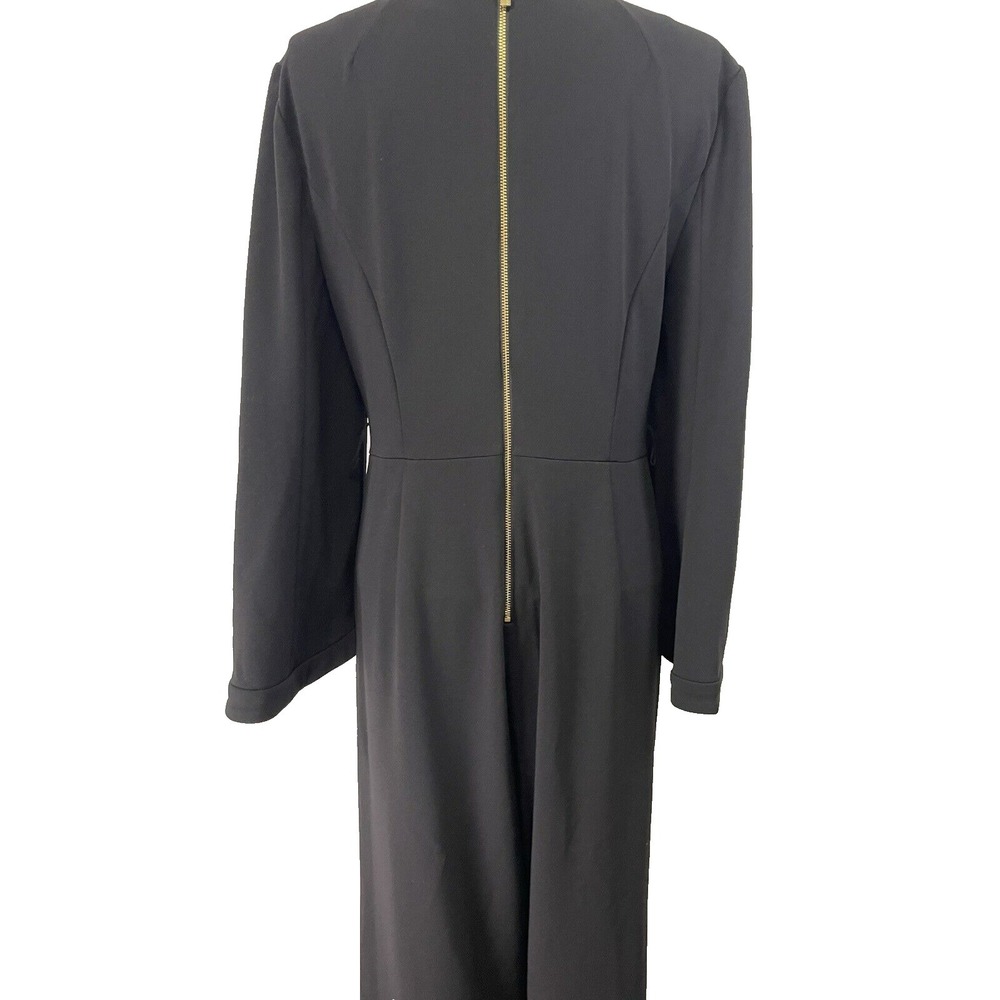 Calvin Klein Womens Jumpsuit Pleated Front 3/4 Bell Sleeve Wide Leg Pockets Sz 6 - Picture 7 of 16